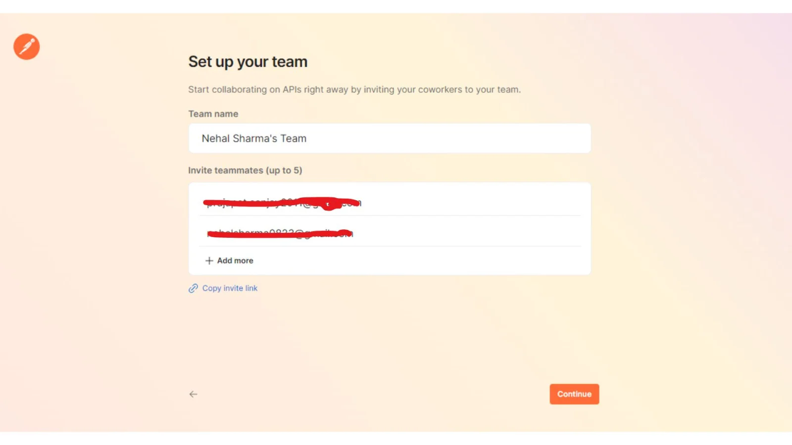 set up your team in postman