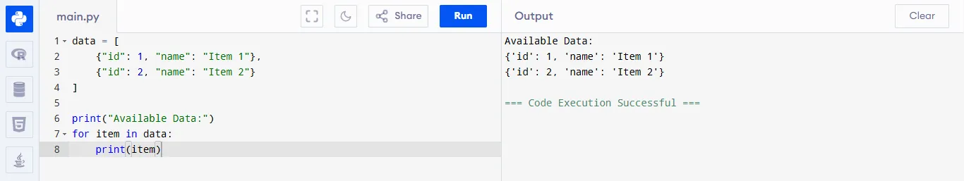 simple data api simulation web2py