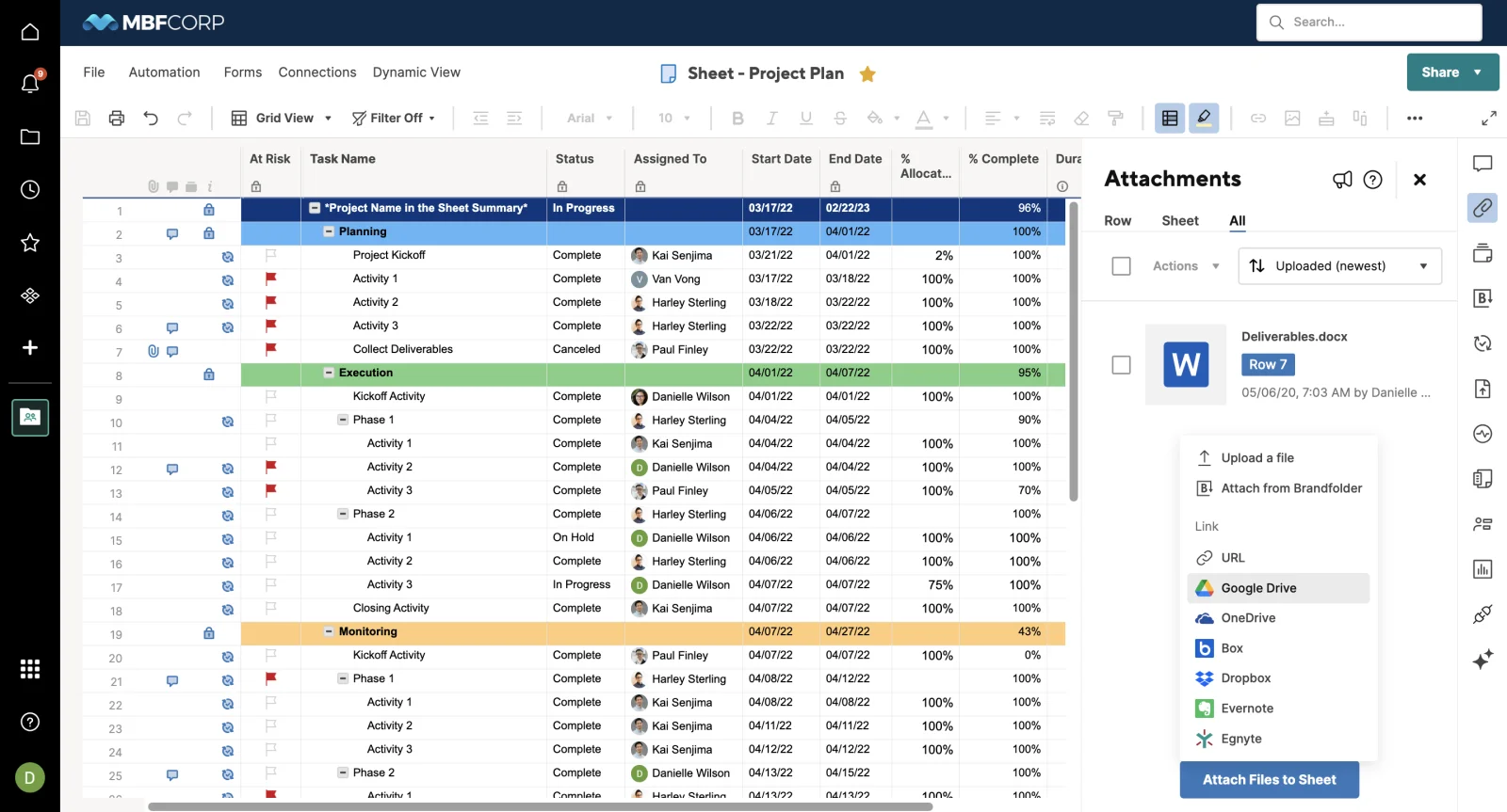 smartsheet interface
