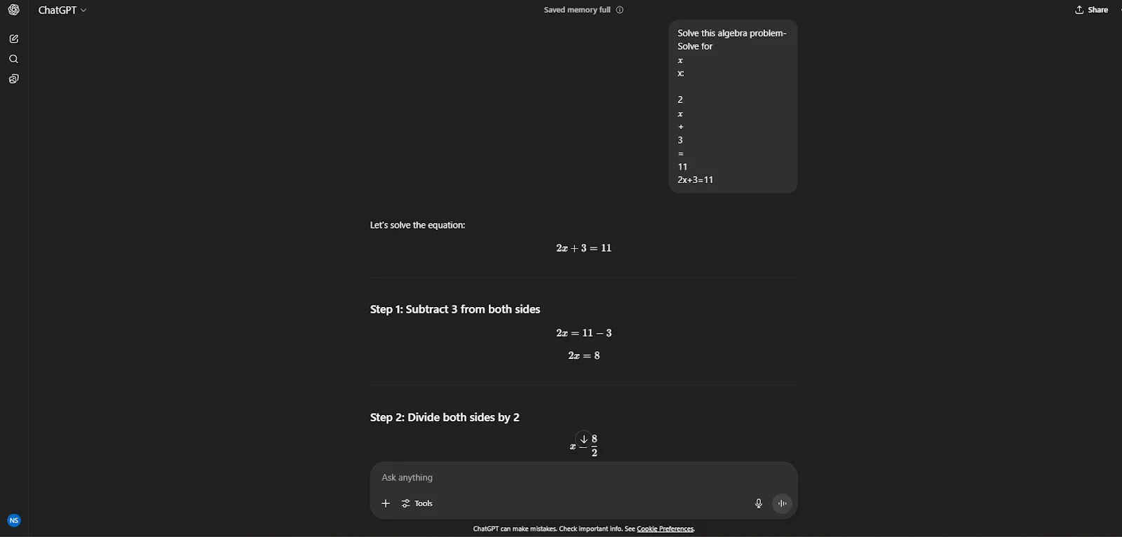 solving math with chatgpt 3.5