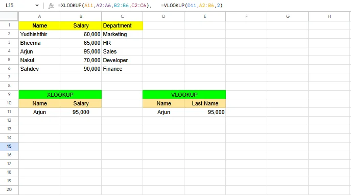 XLOOKUP() vs. VLOOKUP(): sorting and searching