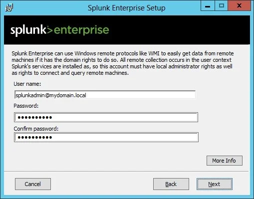 splunk account creation details