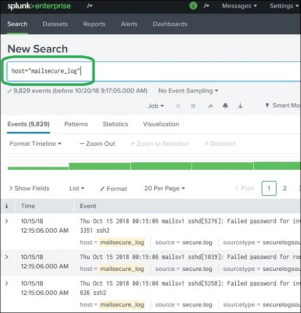 Splunk new search