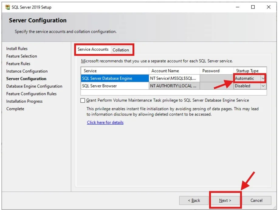 SQL server configration