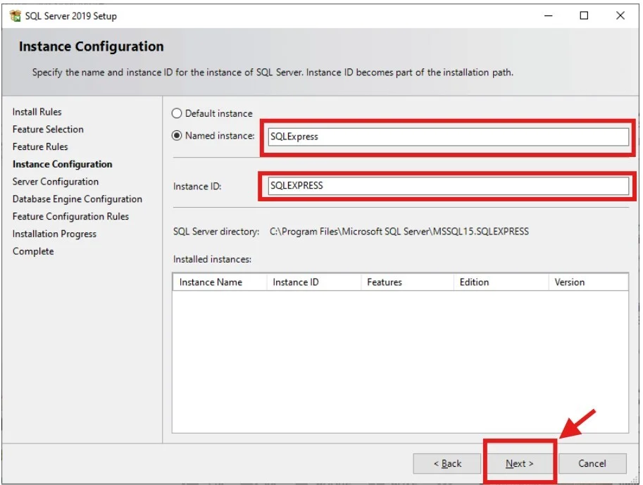 SQL server instance configration