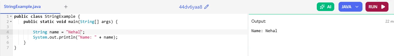 string data type in java
