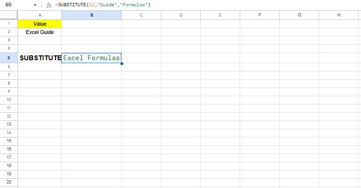 substitute excel formula