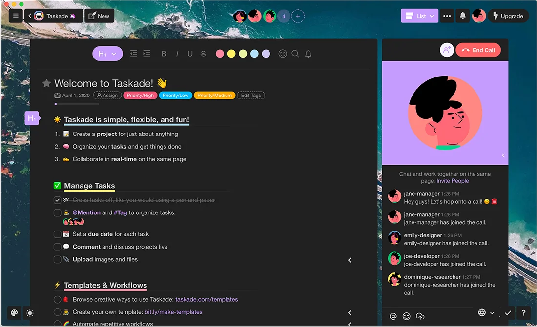 taskade interface