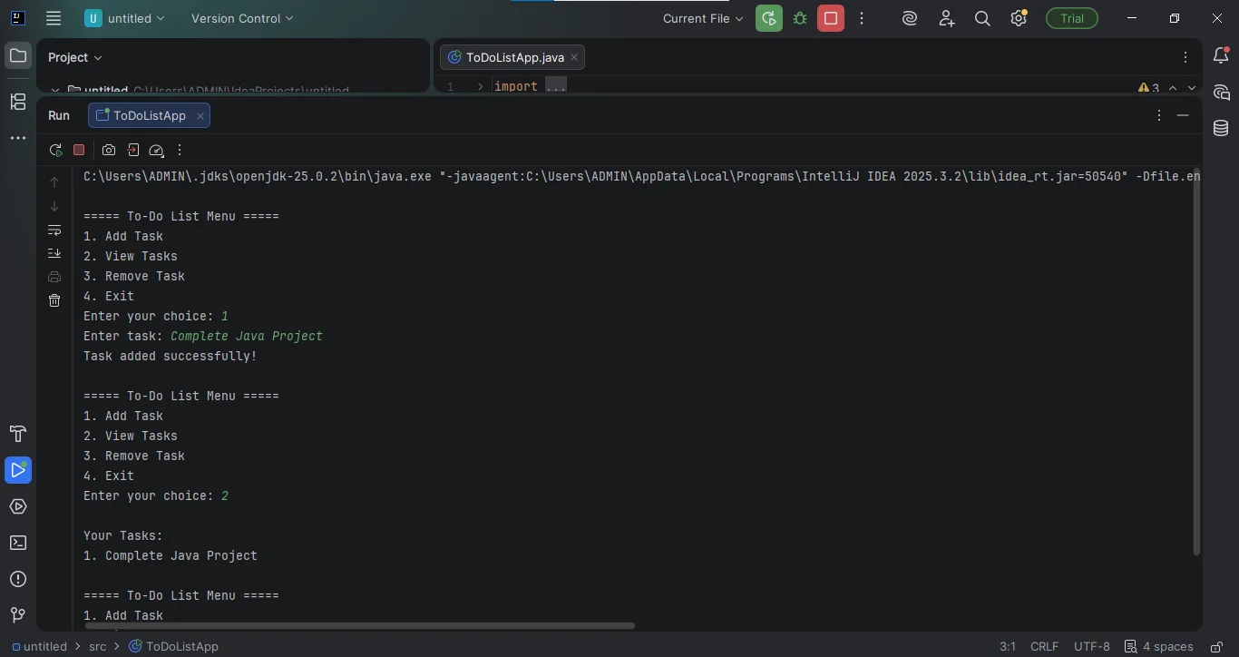 to do list application java