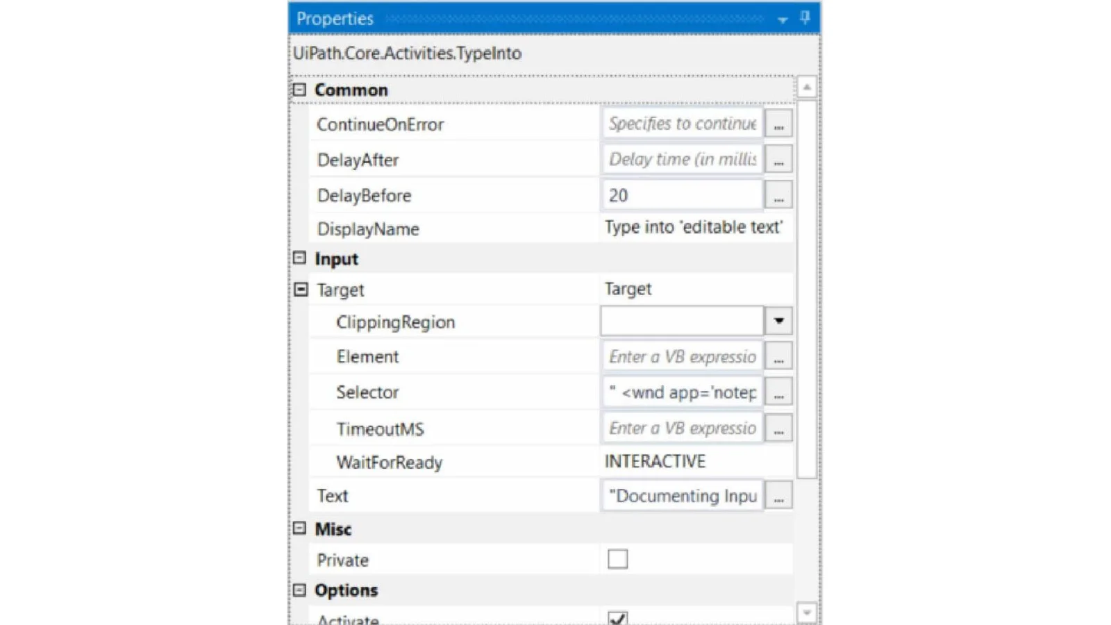 uipath properties
