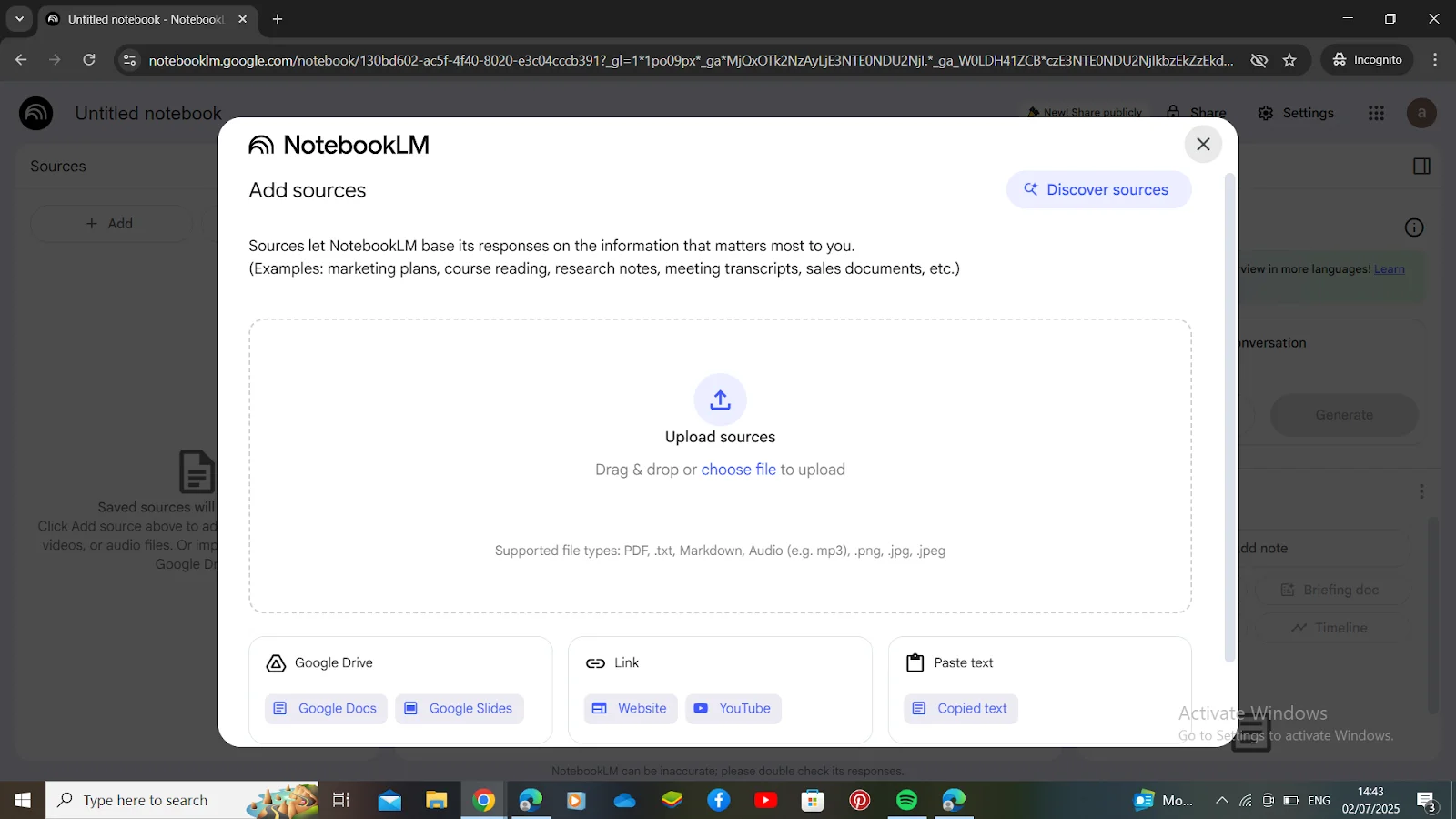 upload documents to notebookml