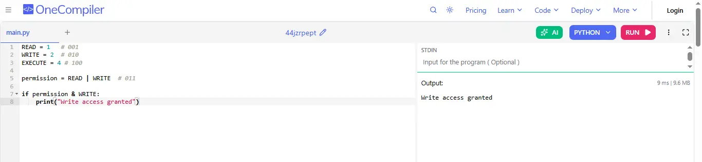 use of bitwise operators in permissions system