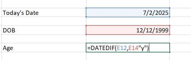 use of datedif function in excel