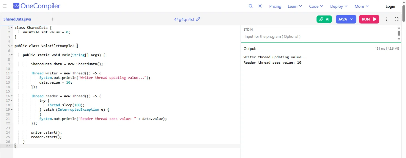 volatile with multiple threads