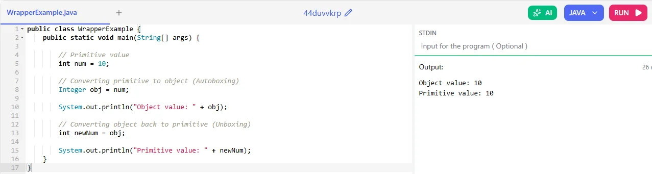wrapper classes in java