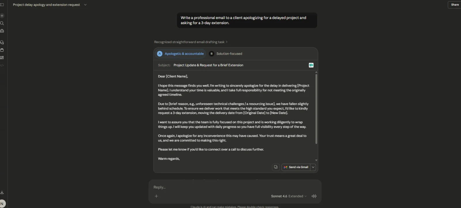 writing a simple email claude