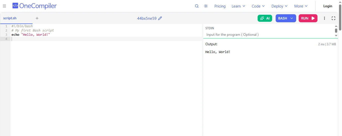 writing your first bash script hello world