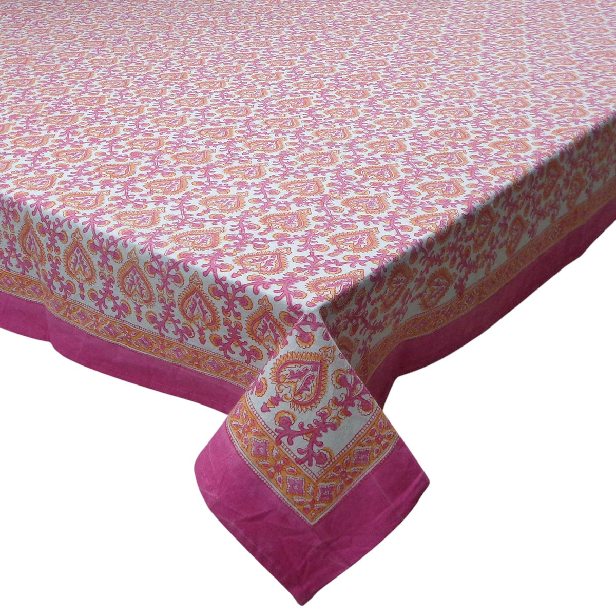 10 Seater Tablecloth 180x270 cms  Mughal Pink Orange 202523