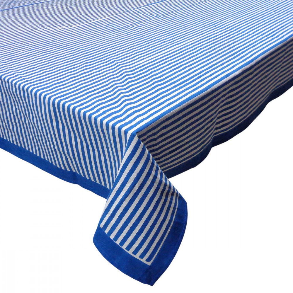 Image of 10 Seater Tablecloth 180x270 cms | Stripes Navy 202519