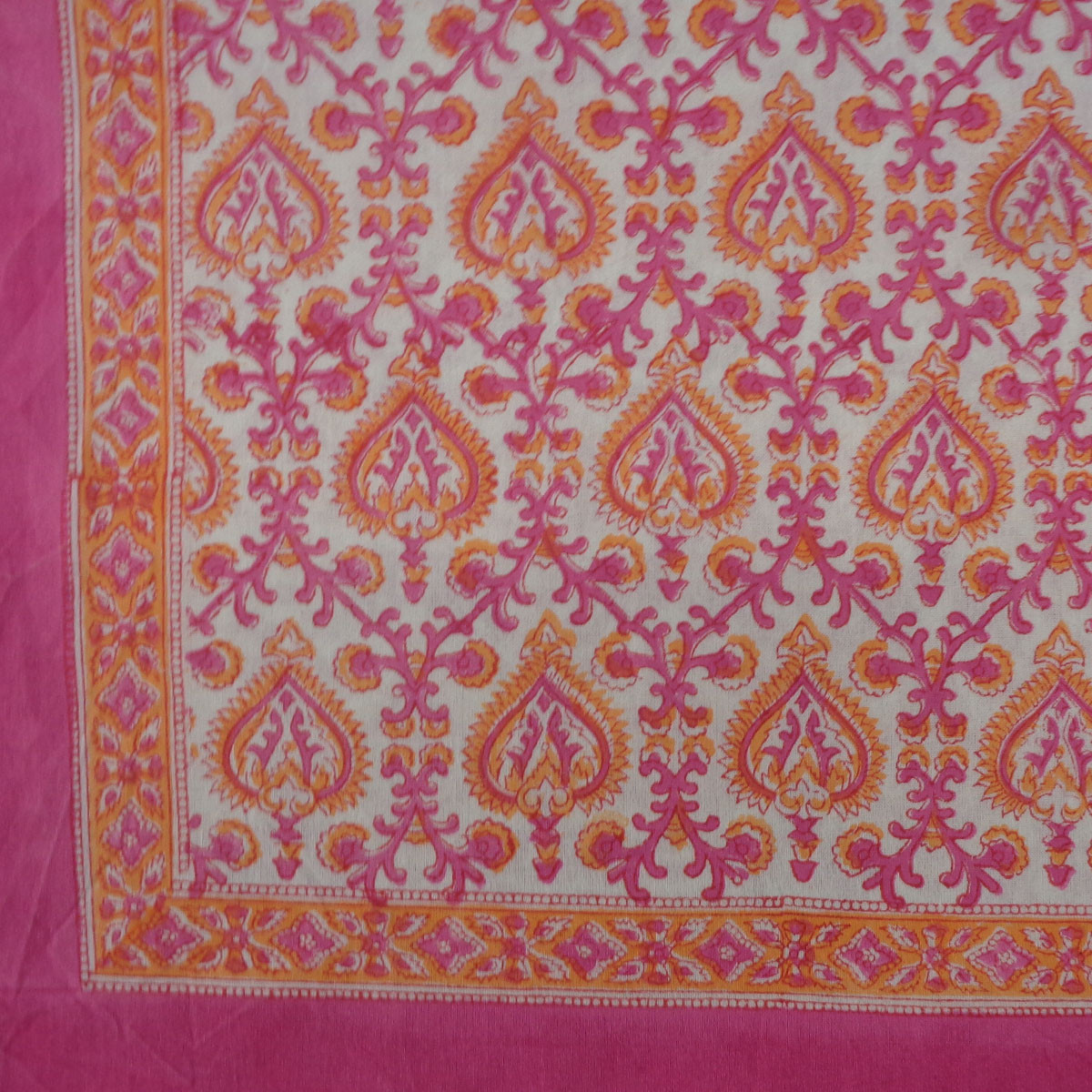 12 Seater Tablecloth 180x340 cms Mughal Pink Orange 202523