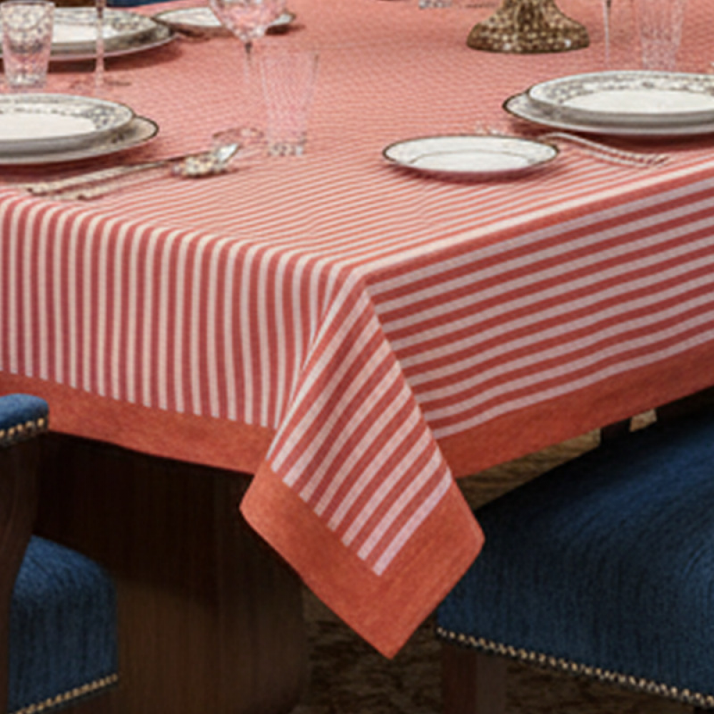 Image of 12 Seater Tablecloth ‚Äì 180x340 cms | Stripe Pink Red 207993