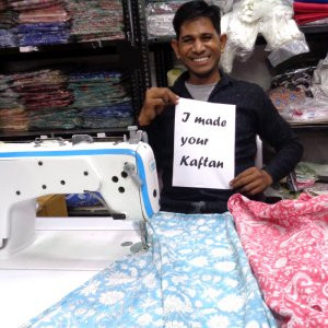 String Kaftan Free Size Indian Block Printed on Soft Cotton Voile Amarnath Grey Gud