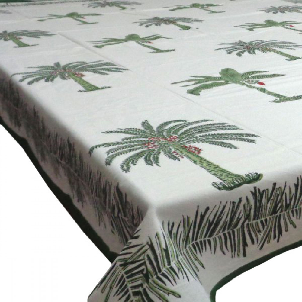 Image of Hand Block Printed Cotton Tablecloth 150x220 | Khajoor 102372