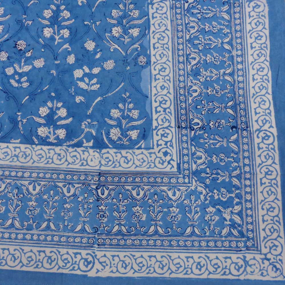 Hand Block Printed Cotton Tablecloth 180x270 cms Vine Leaf Alaskan Gud 600969