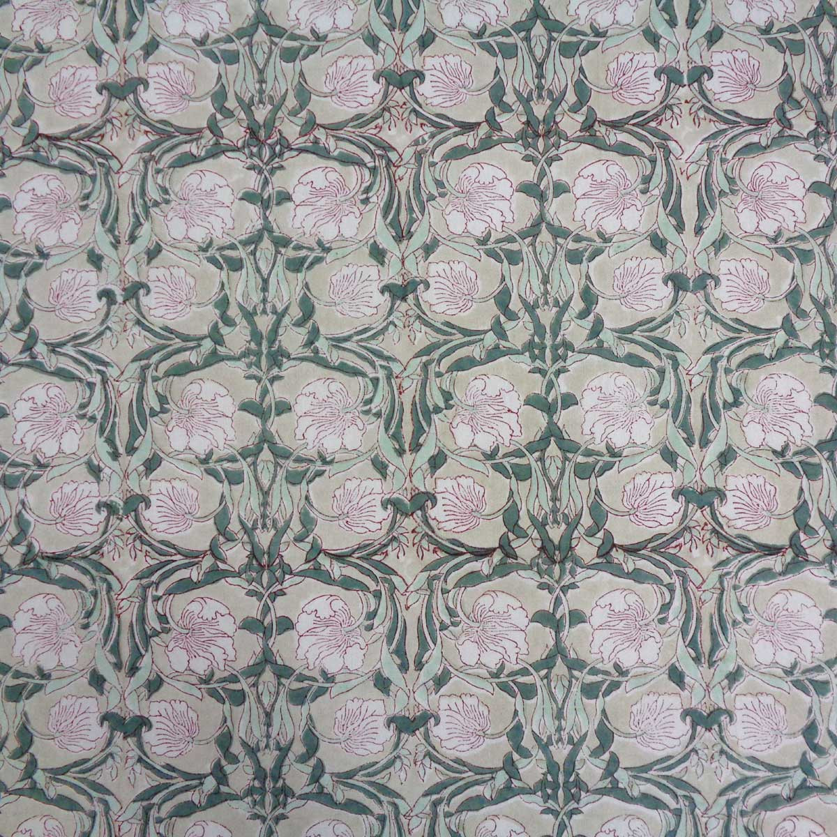 Hand Block Printed Cotton Tablecloth 180x340 cms  Bauhaus Beige Gud 505032