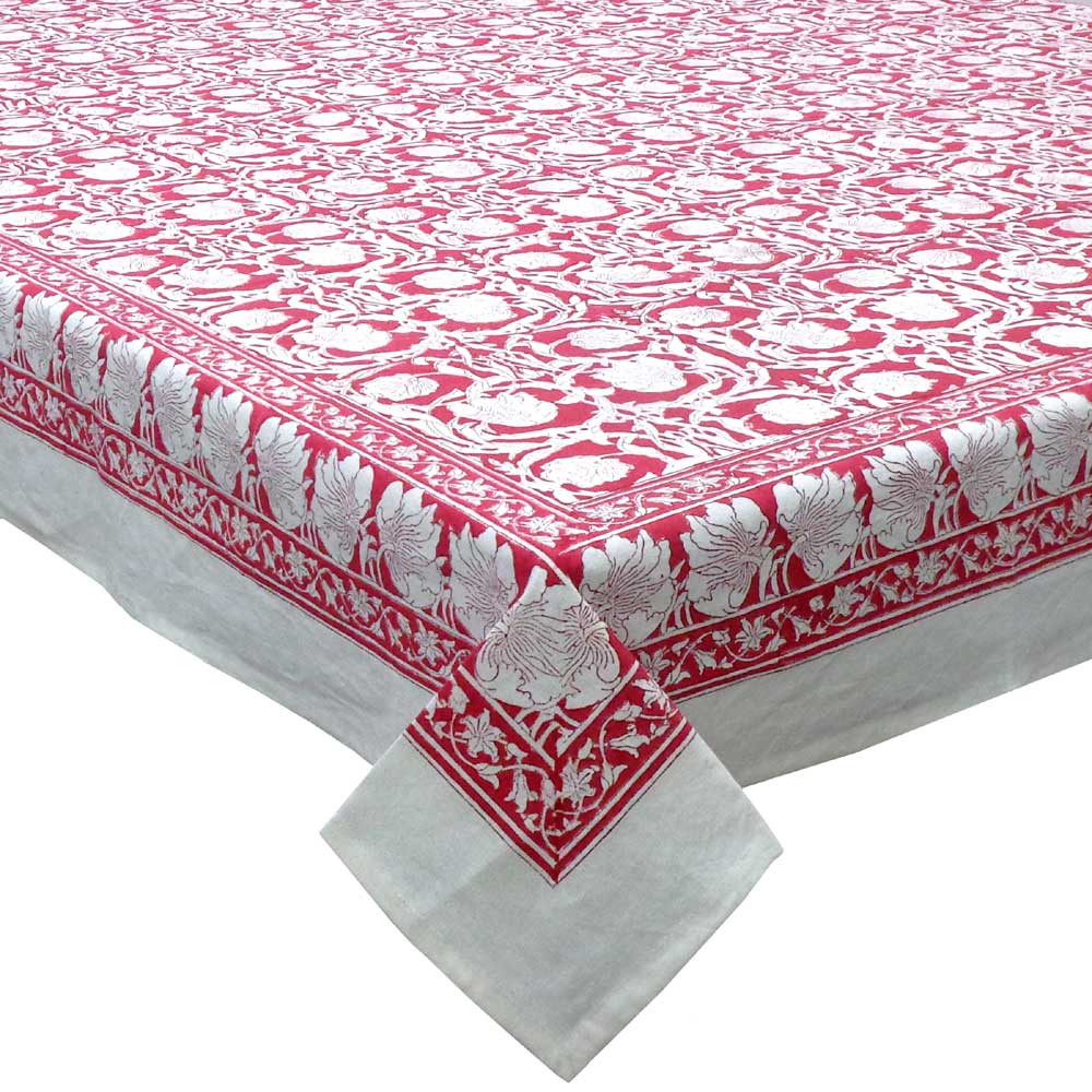 Image of Hand Block Printed Cotton Tablecloth 180x340 cms | Bauhaus Lolipop 502191