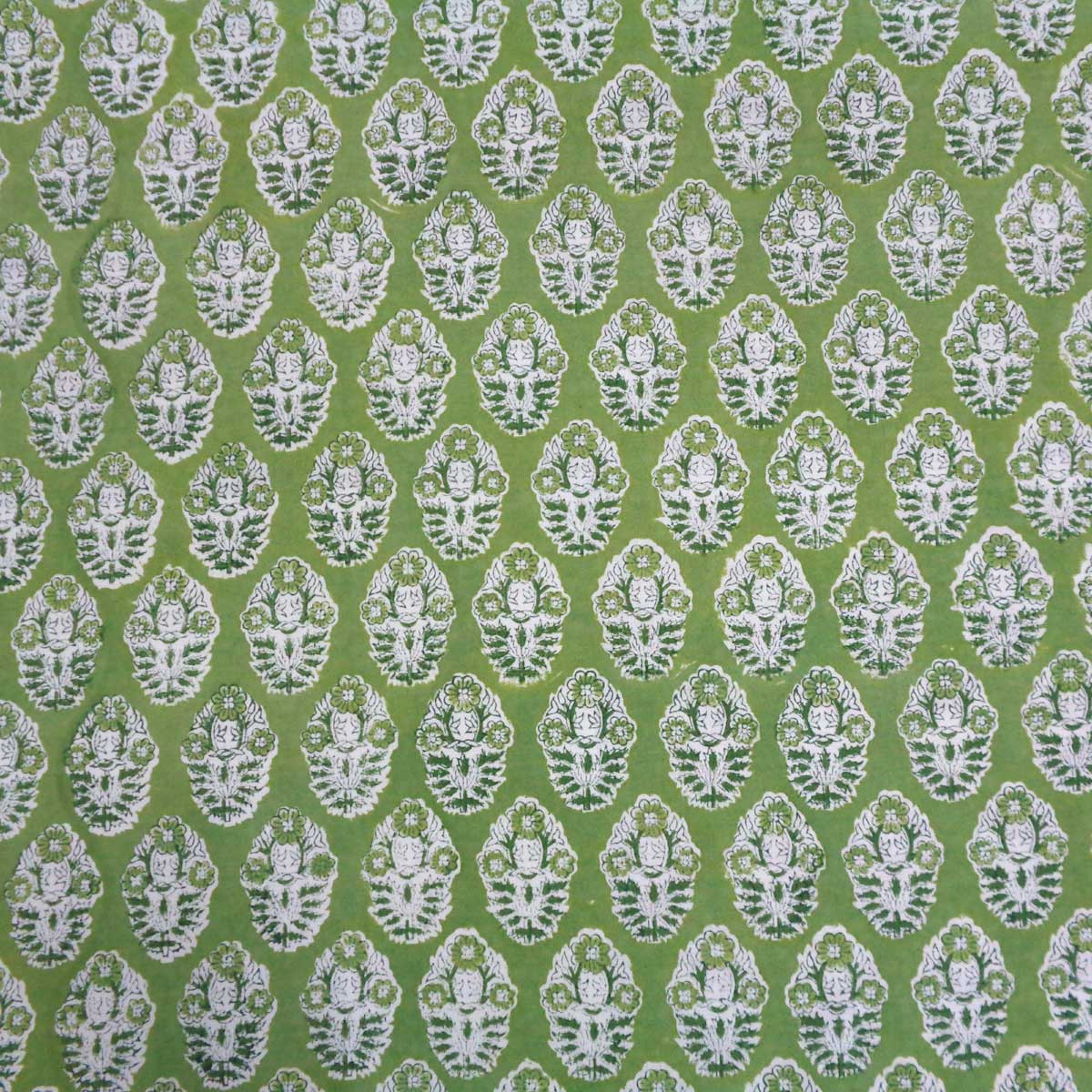 Hand Block Printed Cotton Tablecloth 180x340 cms Boota Celadon Green Gud 100673