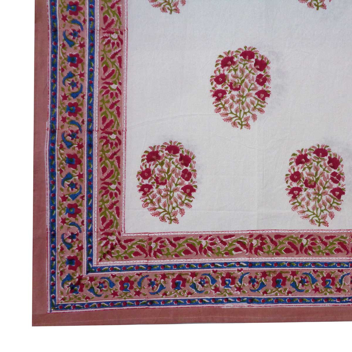 Hand Block Printed Cotton Tablecloth 180x340 cms Genda Boota 105889