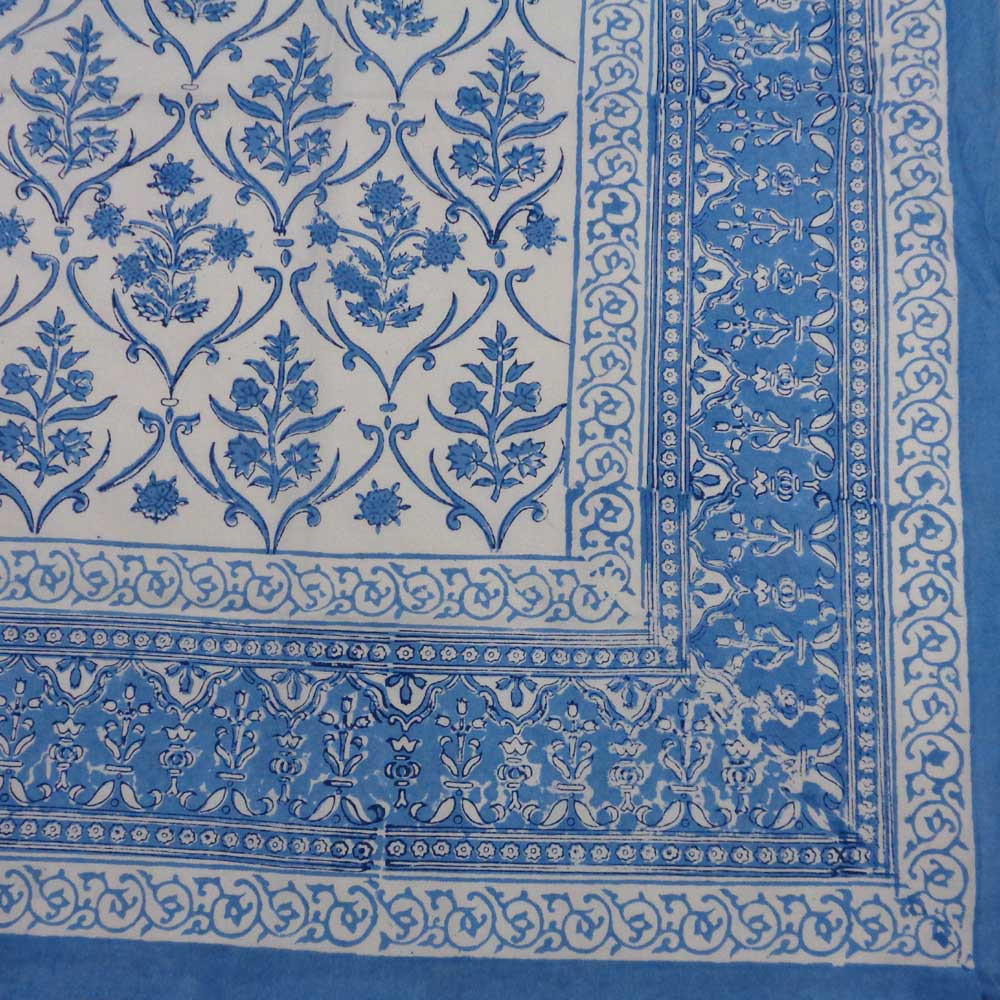 Hand Block Printed Cotton Tablecloth 180x340 cms Vine Leaf Alaskan Open 208679