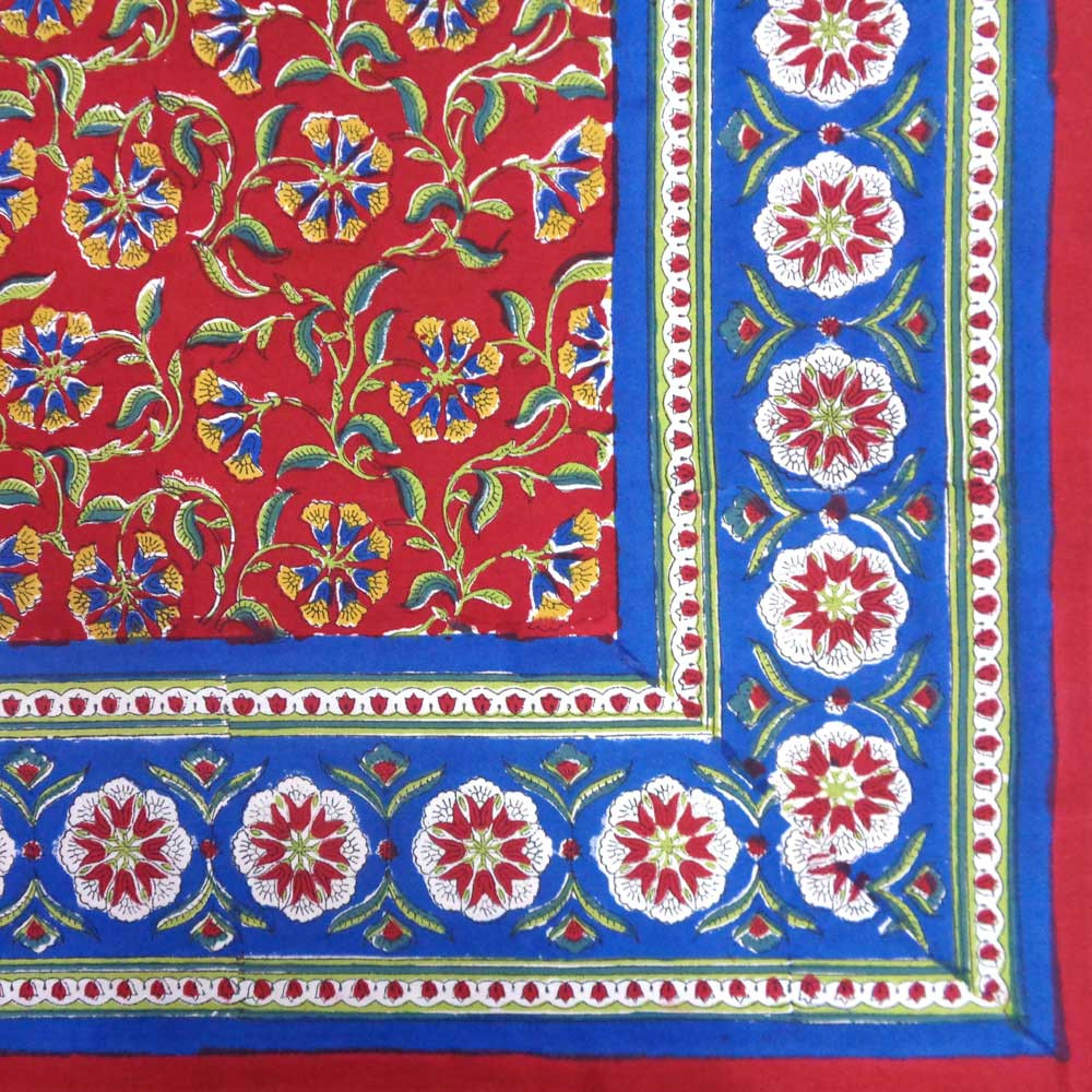 Hand Block Printed Cotton Tablecloths 150x220 cms  Chakri Red Gud 101748