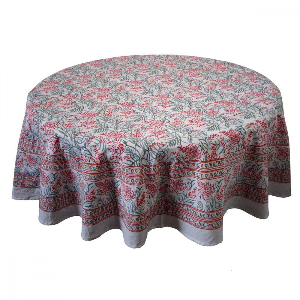 Image of Round 180 cms Cotton French Design Table Cover | Lilas Tango Lily 202508