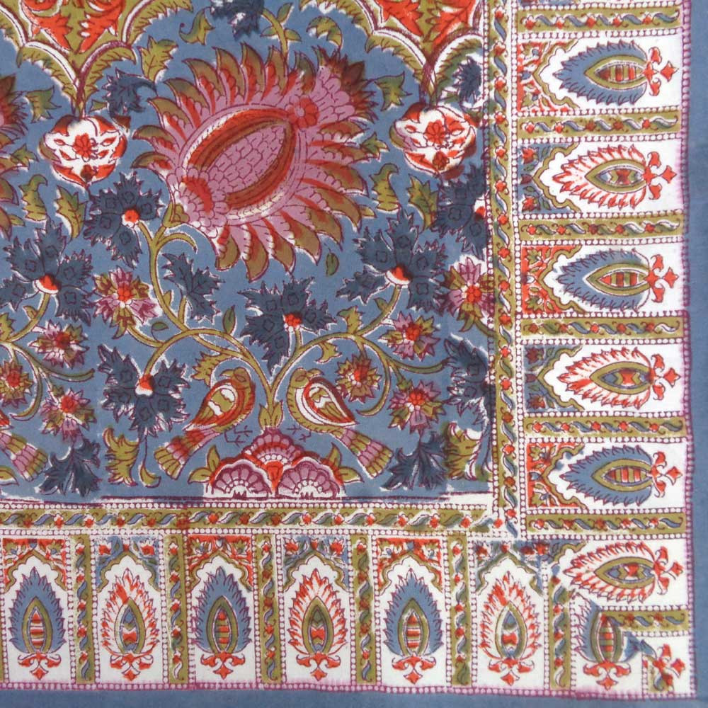 Square Tablecloth in Cotton Hand Block Printed Cotton Tablecloth 150x150 cms  Bird Of Paradise Gud 204347