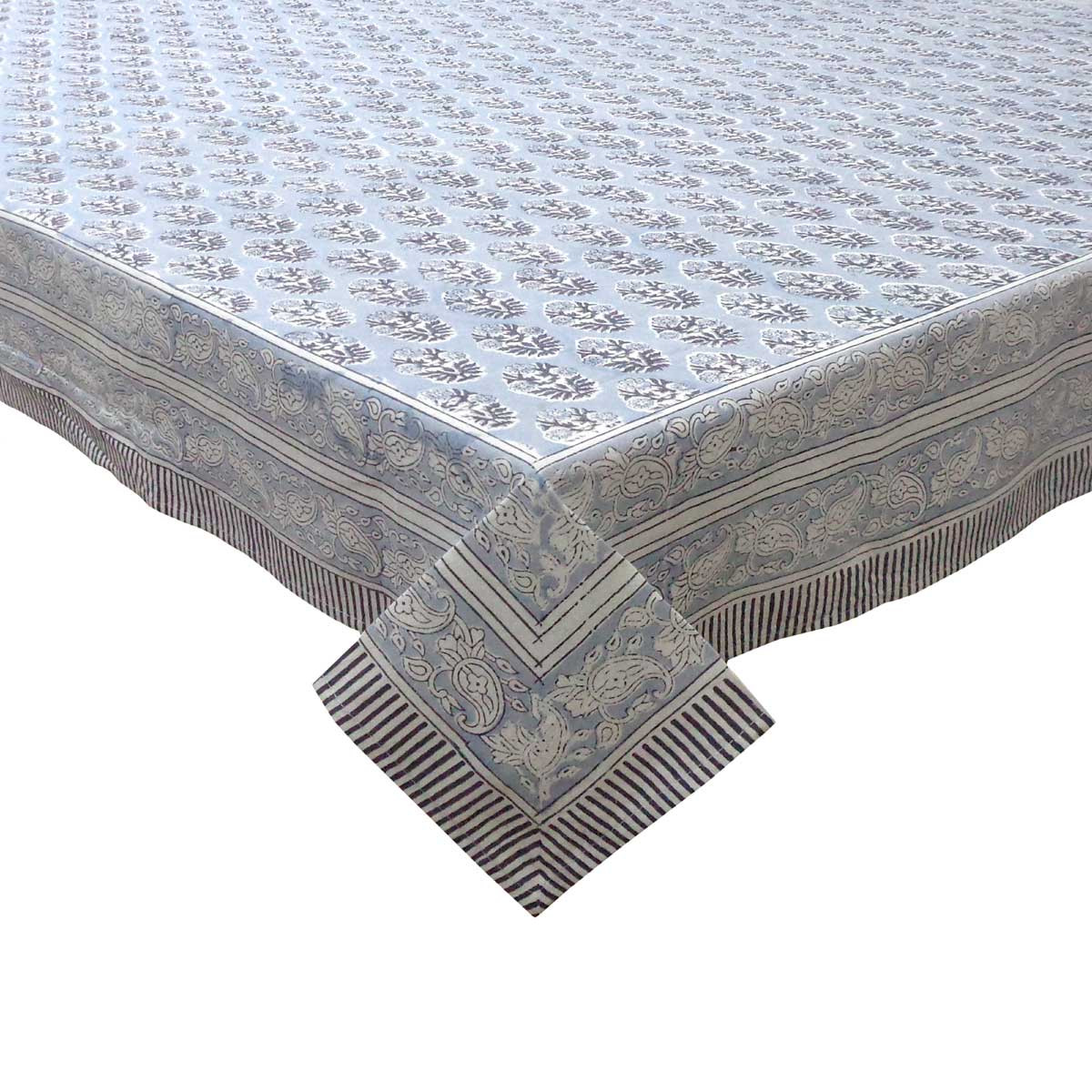 Square Tablecloth in Cotton Hand Block Printed Cotton Tablecloth 150x150 cms  Boota Starlight Gud 208645