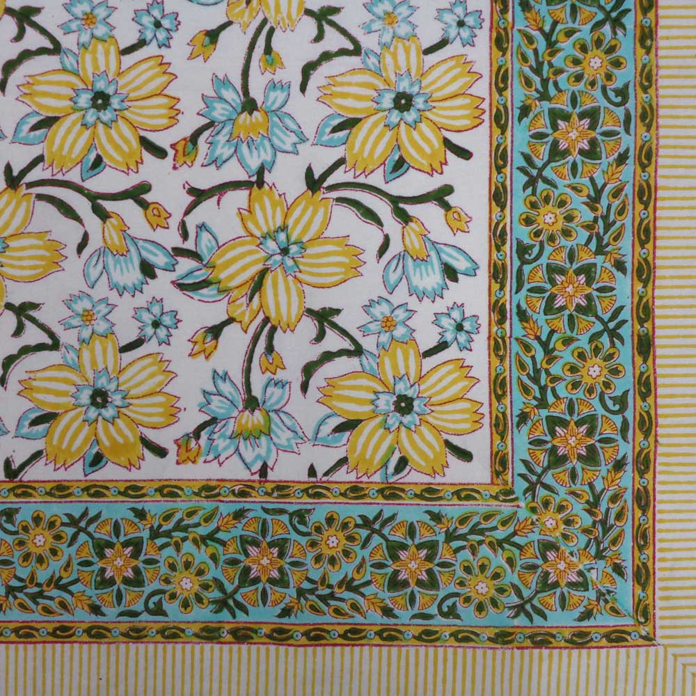 Square Tablecloth in Cotton Hand Block Printed Cotton Tablecloth 150x150 cms  Champa Kali 204564