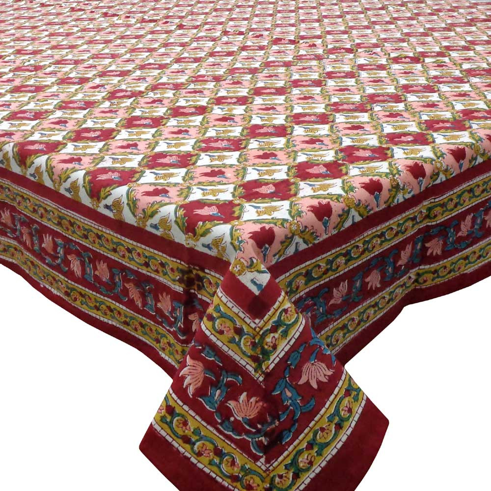 Square Tablecloth in Cotton Hand Block Printed Cotton Tablecloth 150x150 cms Dholamaru Chokri 201873