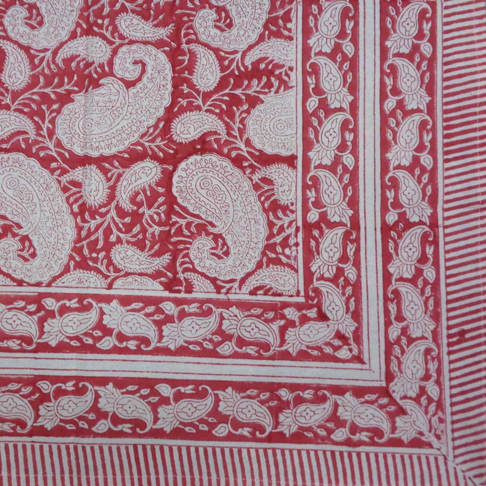 Tablecloth 12 seater in Cotton Hand Block Printed Cotton Tablecloth 180x340 cms Ambi Raspberry 620630