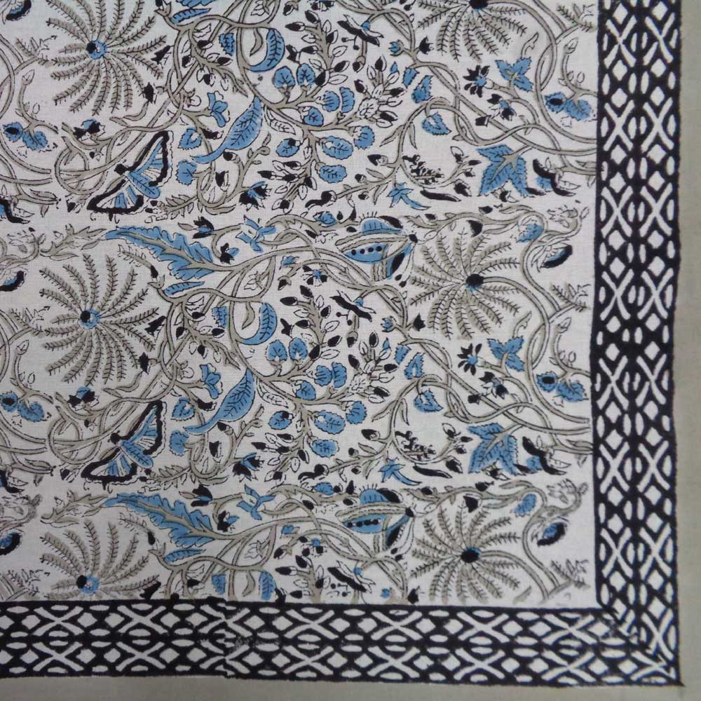 Tablecloth 12 seater in Cotton Hand Block Printed Cotton Tablecloth 180x340 cms Passion Flower 108709