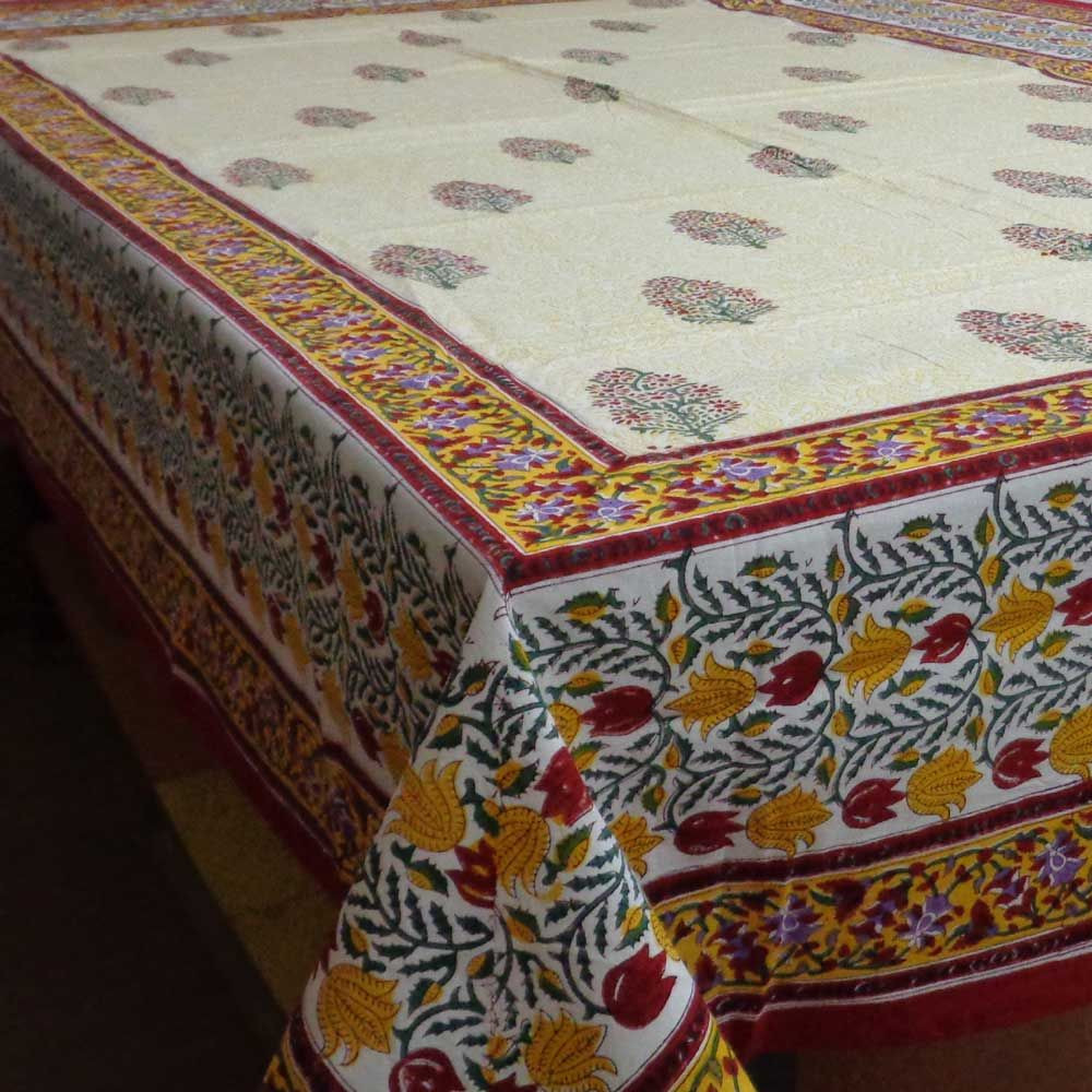 Image of Tablecloth Block Printed in Cotton | Padmini 0712