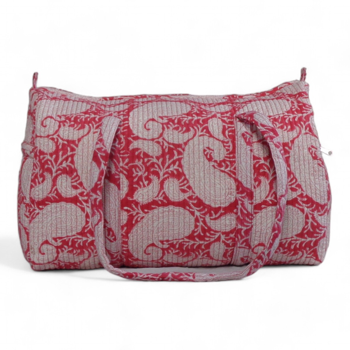 Block Printed Cotton Weekender Bag Ambi Raspberry