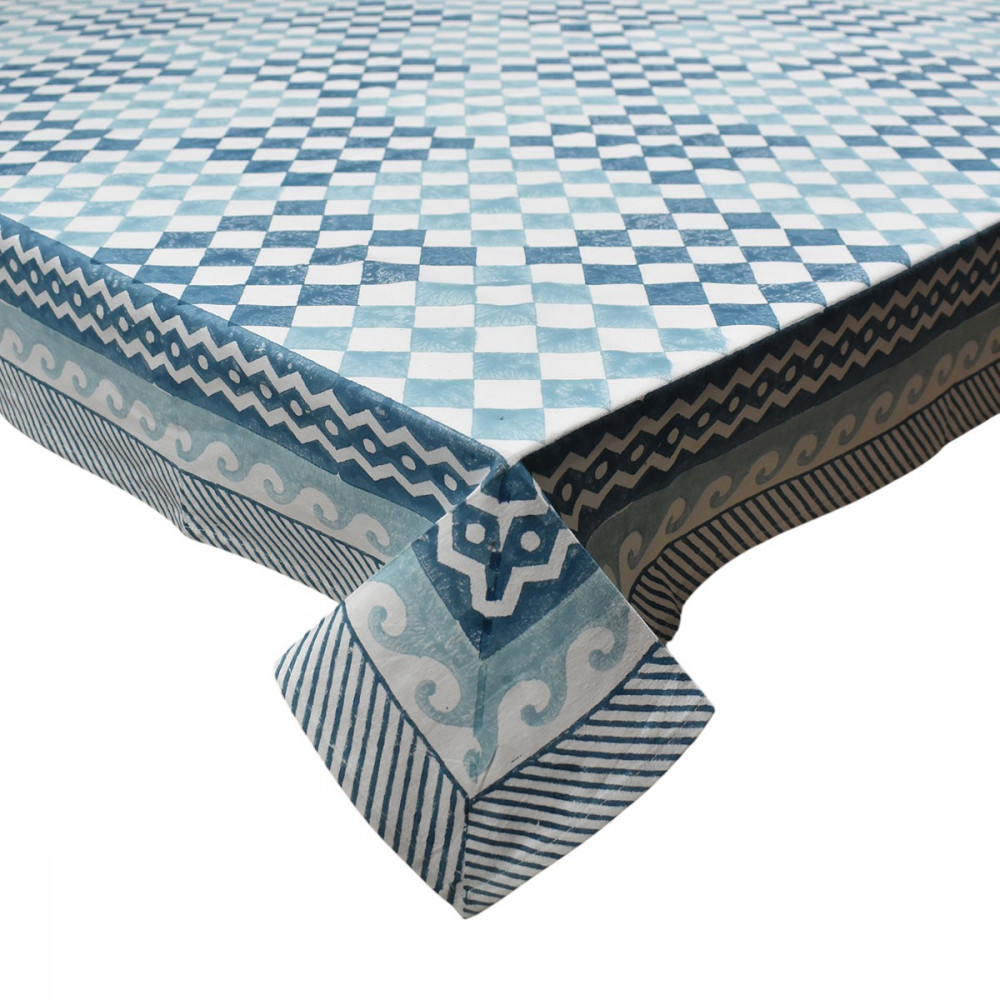 Image of Wood Block Printed Handmade Tablecloth 150x220 cms | 200905