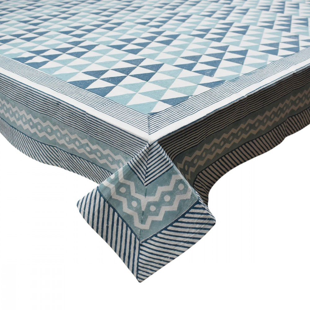 Image of Wood Block Printed Handmade Tablecloth 150x220 cms | 200906