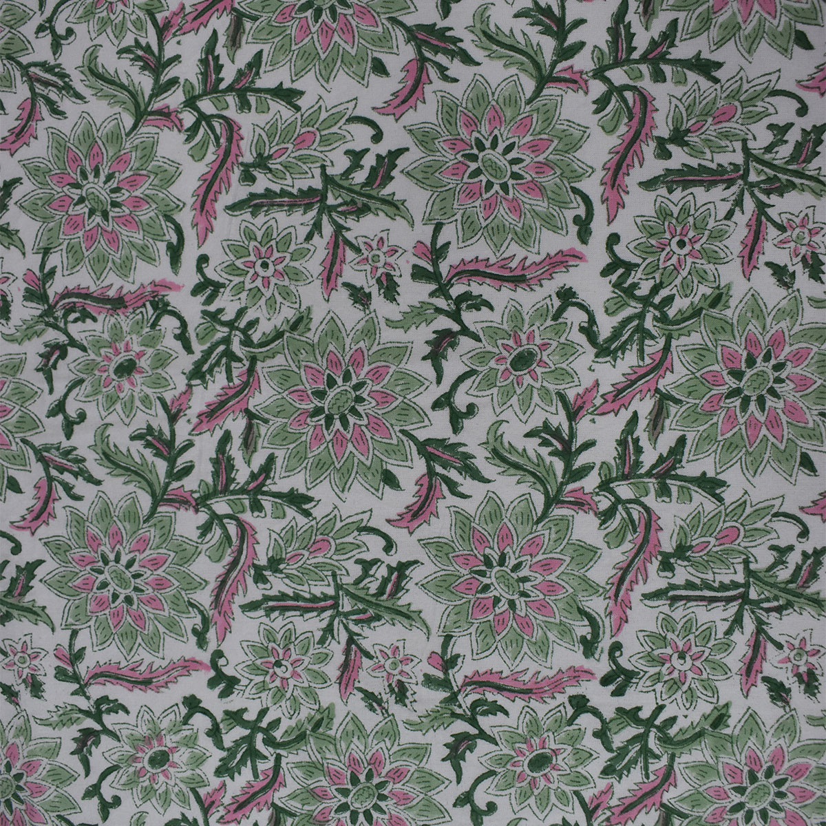 Wood Block Printed Handmade Tablecloth 150x220 cms  Madhubala Green 202526