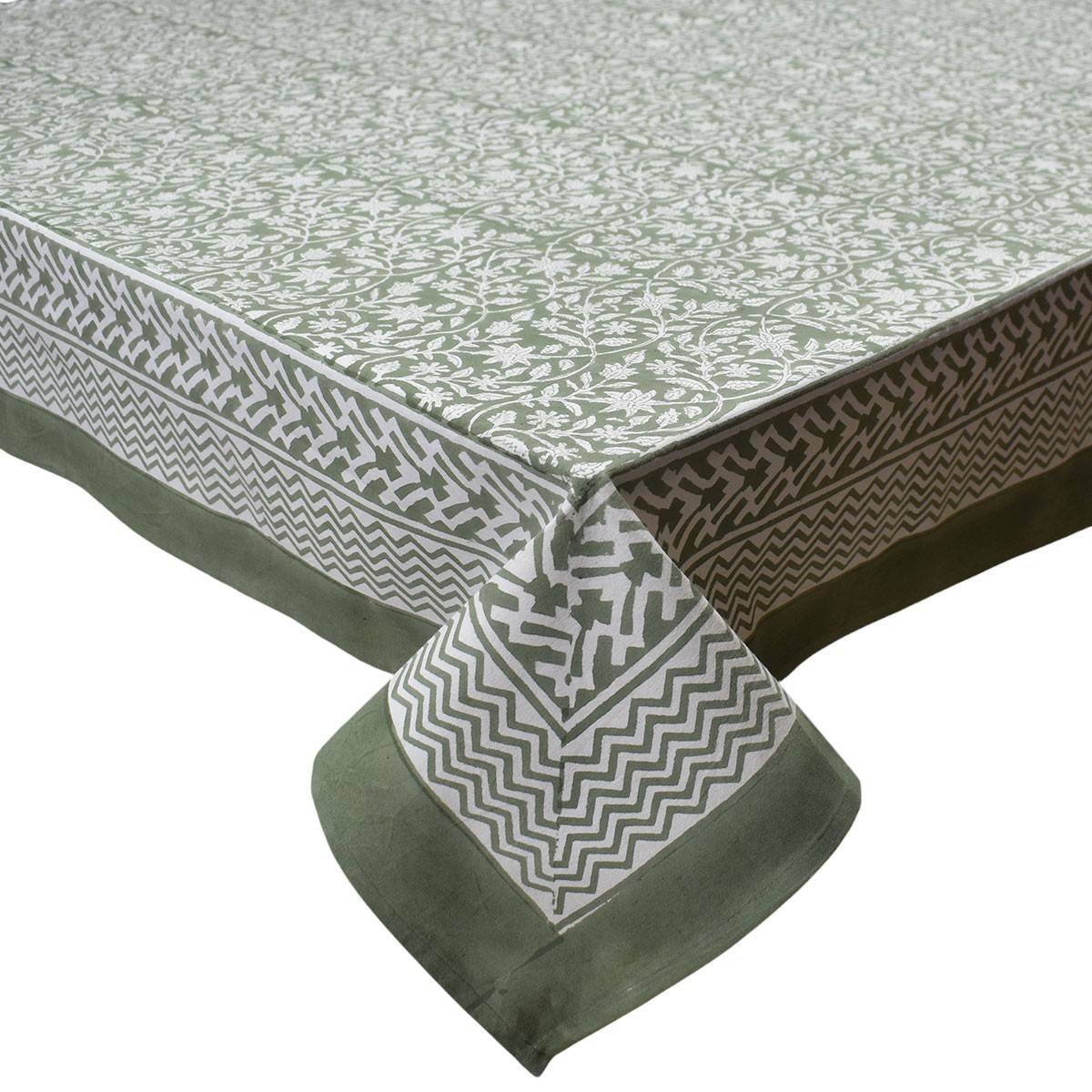 Wood Block Printed Handmade Tablecloth 150x220 cms  Mogra 202540