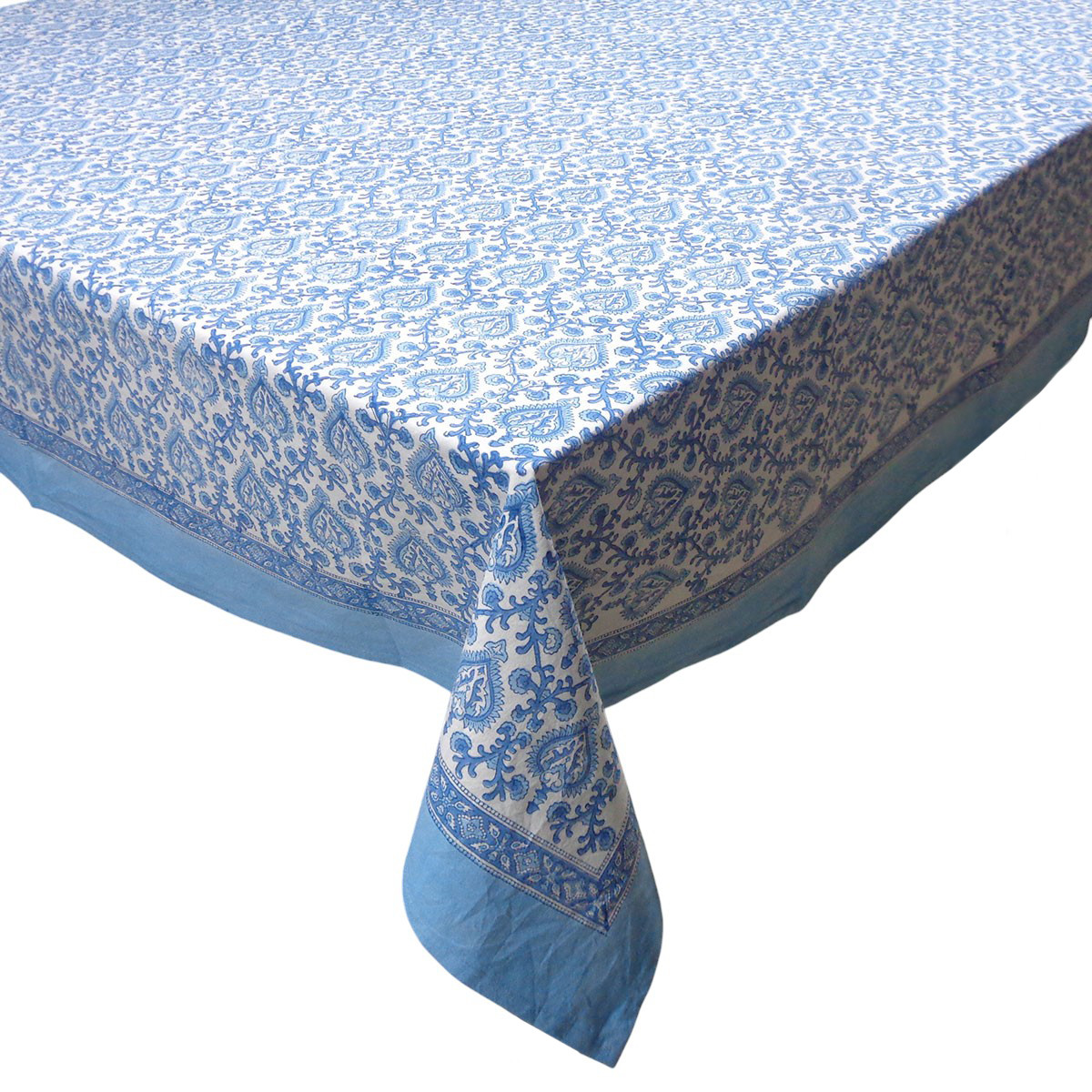 Wood Block Printed Handmade Tablecloth 150x220 cms  Mughal Blue 202521