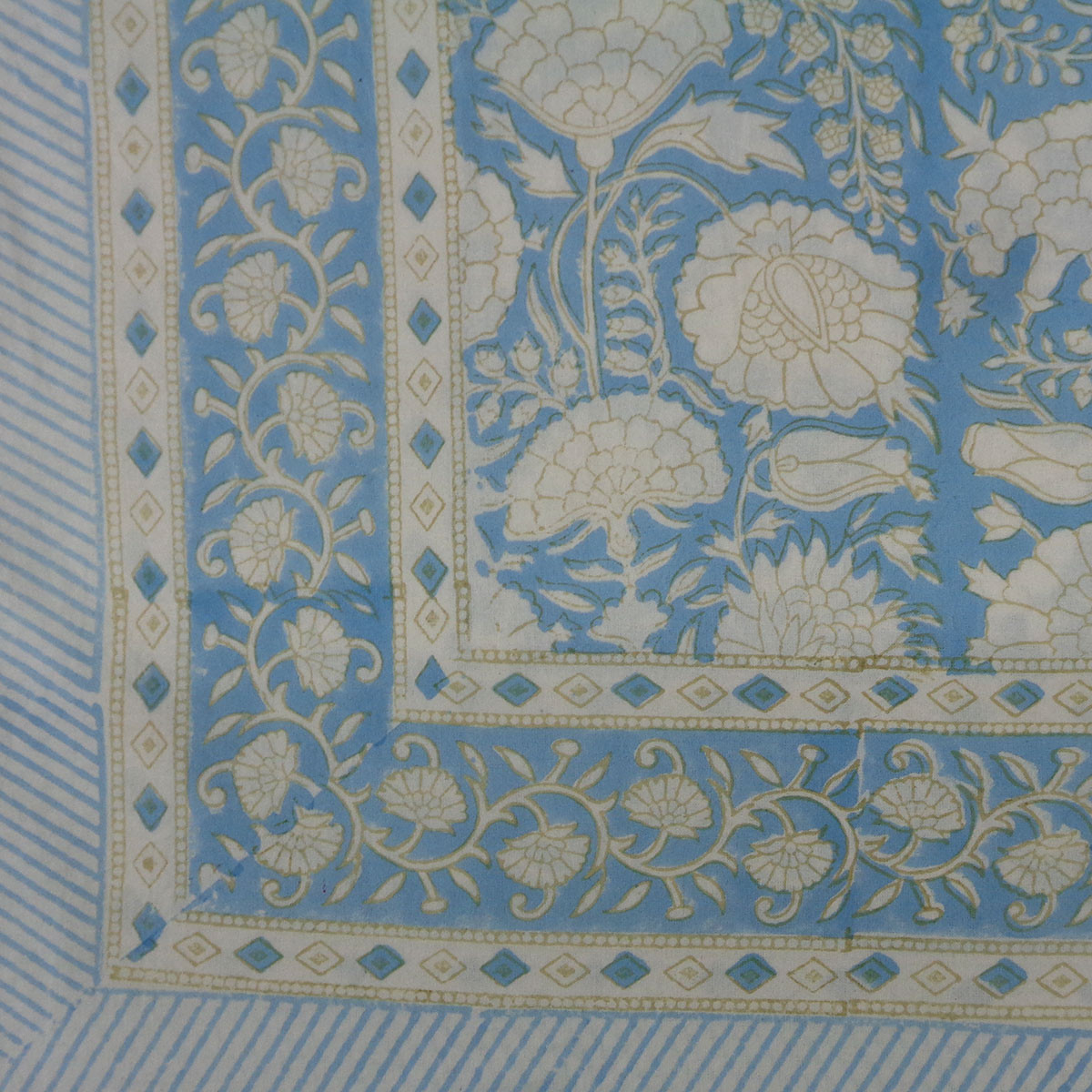 Wood Block Printed Handmade Tablecloth 150x220 cms  Reshma Summer Song 202514