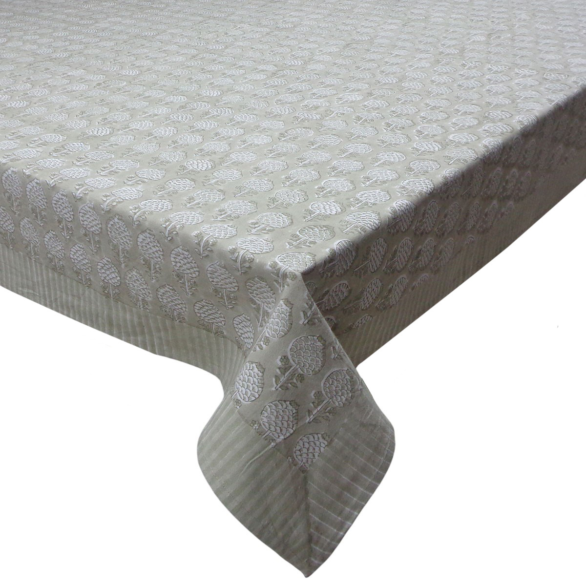 Wood Block Printed Handmade Tablecloth 150x220 cms Sandstone Grove 202410